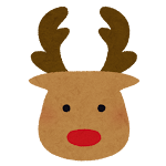 クリスマスの顔マーク（トナカイ）